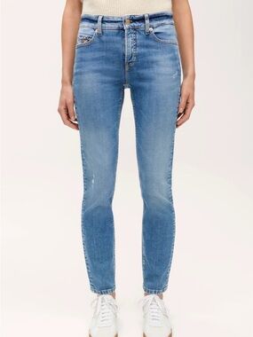Cambio Light Blue High-Rise Skinny Jeans